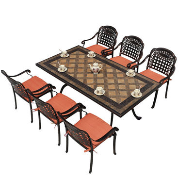 Muebles de jardín de aluminio de 6 asientos Negro 18in 6 persona Mesa de patio