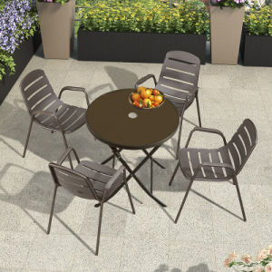Mesa y sillas de metal de aluminio para exteriores