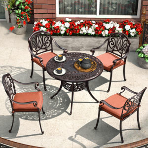 Muebles de patio de aluminio fundido de 4 asientos desplegados para todo clima Muebles de jardín de aluminio