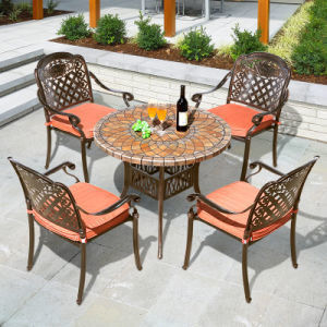 Muebles de patio de Villa de aluminio conjunto de comedor de aluminio fundido europeo