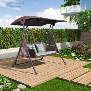 Muebles de exterior cómodos 3 asientos Canopy Swing Chair Jardín Patio silla colgante