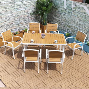 Lavadora 6 asientos Patio conjunto de agua impermeable de poli madera de la mesa exterior y sillas