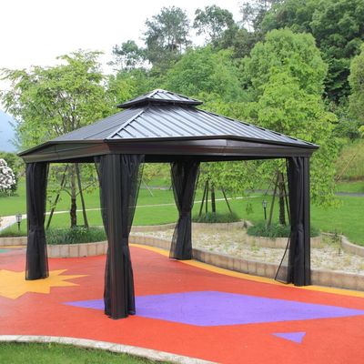 Gazebo de hierro recubierto de PVC, cuadrado, con marcos de acero