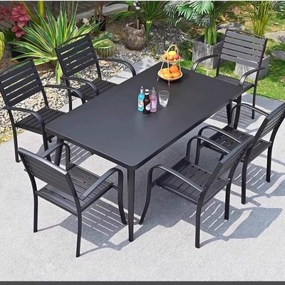 Conjunto de mesas y sillas exteriores de aleación negra de aluminio