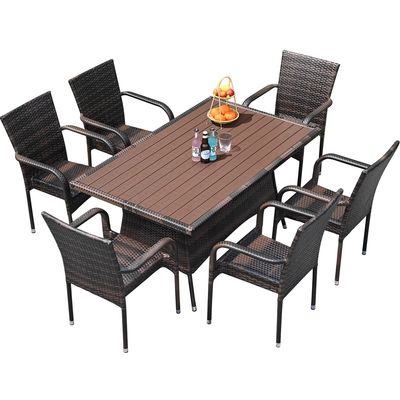 Muebles de Rattan para el exterior conjunto impermeable a los rayos UV resistente de vícara Patio mesa y sillas combinación para jardín, terraza, patio y alquiler de vacaciones espacios al aire libre