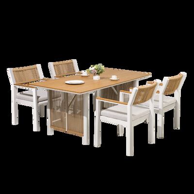 Set de comedor de cubierta de color de ratán personalizable con marco de aluminio recubierto en polvo y garantía de 5 años para hospitalidad al aire libre