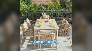 Juego de comedor comercial al aire libre de 6 plazas