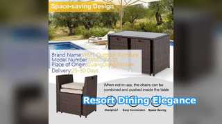 Juego de comedor al aire libre Hotel Resort Mesa de cristal